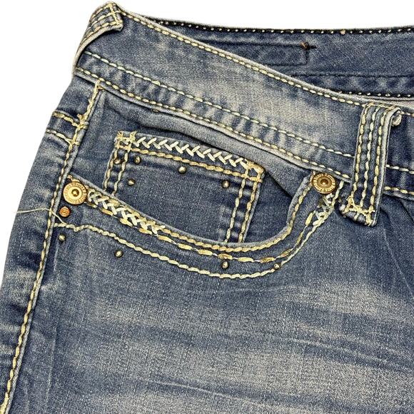 Rhythm in Blues Embroidered Pockets Stretch Blue Jeans Size 14 Reg‎ *(36x29)* - Picture 13 of 13